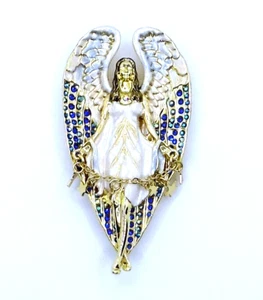 Kirks Folly Angel Of Peace Pin Pendant Blue White Gold-Tone - Picture 1 of 4