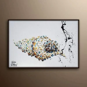 Geschenkidee 30" Muschel Original Ölgemälde Leinwand, Innovative Kunst, Unikat - Bild 1 von 4