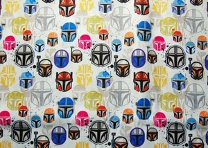 Star Wars Mandalorian Colorful Helmets Cotton Fabric - sold by the HALF YARD - Picture 1 of 3