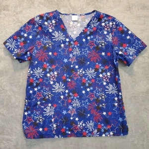 B Scrubs Medical Nursing Top Womens Tag Size 1X Blue Pullover Short Sleeve - Picture 1 of 8