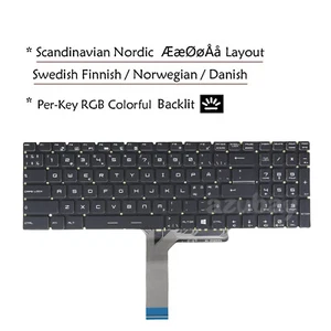 Nordic Keyboard For MSI MS-16P5 MS-16P7 MS-16P8 MS-16U1 MS-16U4 PerKey RGB Light - Picture 1 of 10
