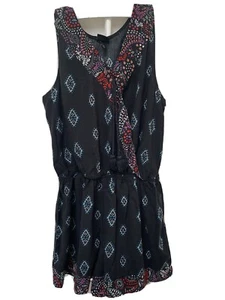 Art Class Girls Shorts Romper Sleeveless Black Print Size L 10/12 - Picture 1 of 5