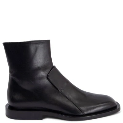 67203 auth JIL SANDER black leather Flat Ankle Boots Shoes 39 - Image 1 of 4