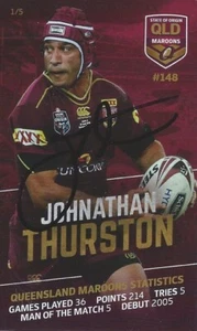 Signed 2017 NORTH QUEENSLAND COWBOYS NRL Card JOHNATHAN THURSTON State Origin - Picture 1 of 2
