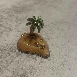 Monet Palme auf Insel Sammlerstück Emaille Andenken Schmuckschatulle - Bild 1 von 3
