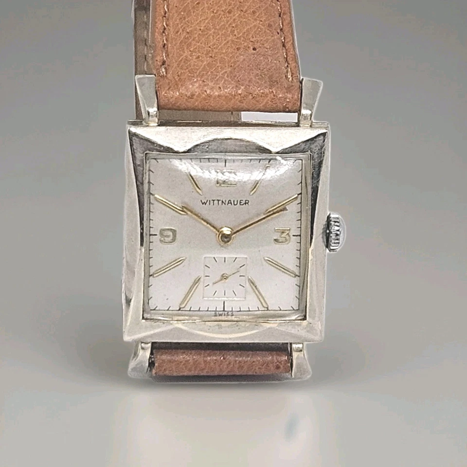 Vintage Wittnauer "ROSS" Mens 1950s watch Grade 9WW Fancy Case Hadley Roma Band - Image 1 of 4
