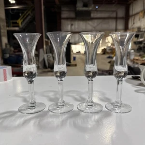 4er Set Vintage Tulpen Cordial/Likör/Apéro Gläser, Klarglas Stiele, 6" - Bild 1 von 11