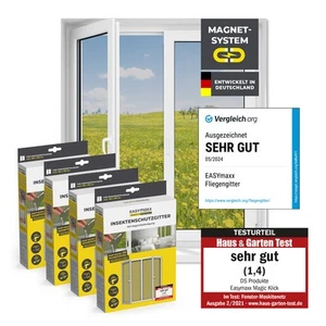 EASYmaxx Insektenschutz Fenster 4er Set 150x130 Fliegen Gitter Mücken Netz - Bild 1 von 9