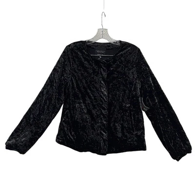 Sanctuary Black VELVET Jacket Blazer Zip Up, Pockets Women’s Size Medium  NWT - Image 1 of 4