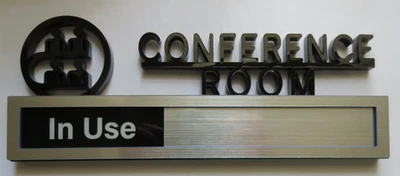 Conference Room Sign In Use / Available Slider Black and Silver Plastic - image 1 of 4