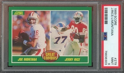 1989 Score #279 J. Rice/ J. Montana Estado perfeito PSA 9 San Francisco 49ers 6303 - Imagem 1 de 2