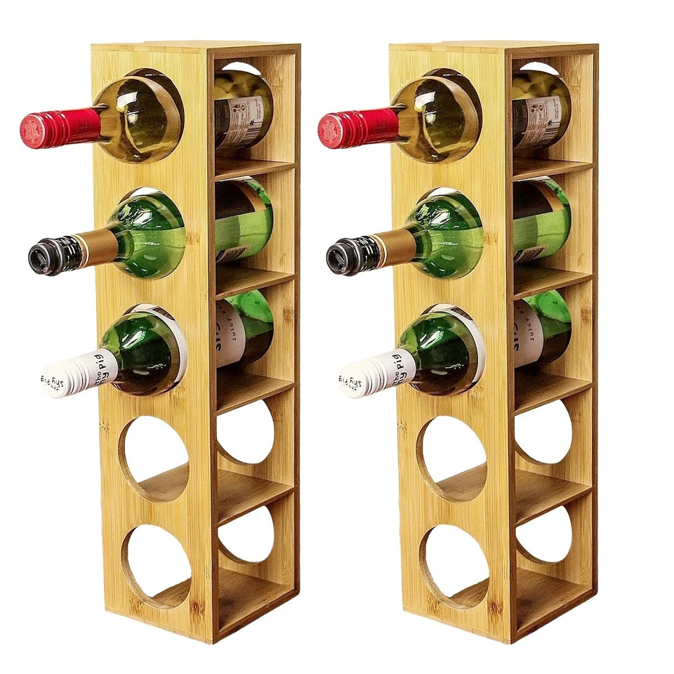 MAGNA RETAIL Wine Rack 10 Bottle Holder Bamboo Free Standing Stackable Home Bar Bottle Stand