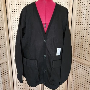 Wasted Collective ReKraft Cargo Chore Shirt Button Black Dark Dye NWOT M V Neck - Picture 1 of 11