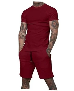 Mens Short Sets 2 Piece Outfits Fashion Summer Tracksuits Casual Shirt and - Picture 1 of 6