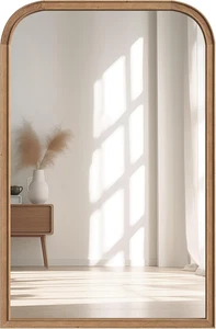 Espejo de baño de madera maciza de 24"X36" vidrio templado para montaje en pared, madera rústica  - Imagen 1 de 7