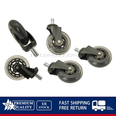 NEW 5PCS Heavy Duty Office Chair Caster Rubber Swivel Wheels Replacement 3 inch