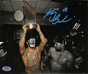 ANTHONY BANDA DODGERS SIGNED 8X10 2024 WORLD SERIES TROPHY PHOTO EDIT PSA - Picture 1 of 3