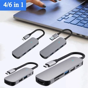 USB C HUB, Dongle USB C Adapter 4/6 in 1 with USB 3.0 Port, USB C Port/PD - Afbeelding 1 van 16