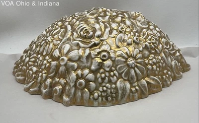 Maceta de bolsillo de pared floral estilo Hollywood Regency dorada vintage de cerámica 15x6,5 Foto 1 de 4