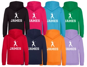 Personalised Kids Cricket Hoodie, Custom Name Printed Hooded Sweatshirt - Picture 1 of 13