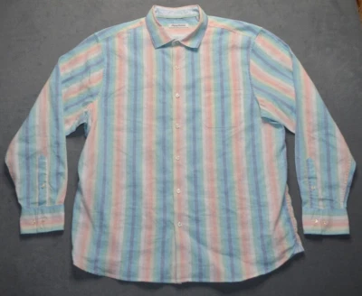 Tommy Bahama Sunset Pier Striped Linen Blend Button-Down Shirt Men's XL - Image 1 of 4