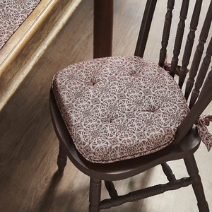 Custom House Burgundy Tan Jacquard Chair Pad 16.5x18 - Picture 1 of 6