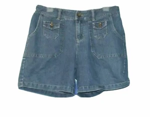 CHEROKEE size 6 Vintage Y2K Denim SHORTS Cargo Flip Flap Front Pockets - Picture 1 of 2