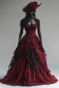 Gothic Brautkleider Plissee ärmellos Ballkleider Spitze Applikationen Brautkleider - Bild 1 von 6