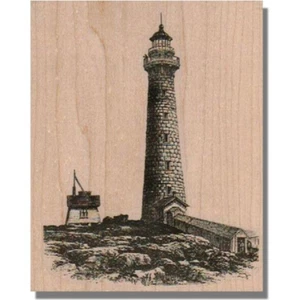 Sello de goma montado, ESCENA DEL FARO, luz, edificio, playa, barco, océano, mar, largo - Imagen 1 de 8