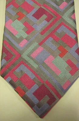 ШИКАРНЫЙ шелковый галстук Duchamp London Black Label пастельный геометрический узор - Изображение 1 из 4
