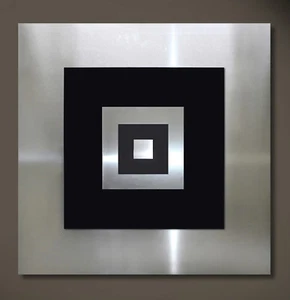ORIGINAL ABSTRAKT METALL BILD UNIKAT Modern Wandbild Schwarz Silber 3D Deko XL - Bild 1 von 3