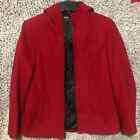 Esprit Red Womens wool blend zip up Coat with Hoodie Size M 