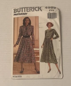 Vintage 1990 Butterick Sewing Pattern 4989 Misses Petite Jacket & Dress Cut - Picture 1 of 5