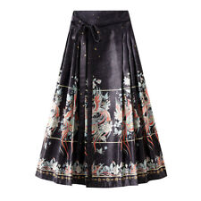 Women's  Chinese Hanfu Horse Face Skirt Long Swing Pleated Tie Up A-Line Skirt