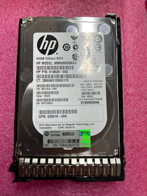 HP 500GB 7.2K 2.5" SATA 6G Hot-Swap HDD + Tray ProLiant Gen8 Gen9 614829-002 - Image 1 of 2