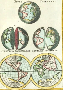 Globes of the World Alain Mallet Carte ou Planisphere General du Monde 1683 - Picture 1 of 3