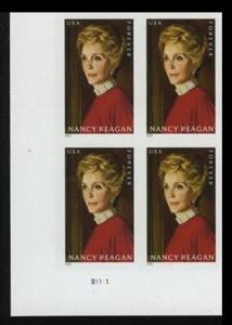 EE. UU. #5702a Nancy Reagan Bloque de Placas Imperf de 4 MUY BUEN ESTADO NH, sin troqueles - Imagen 1 de 1