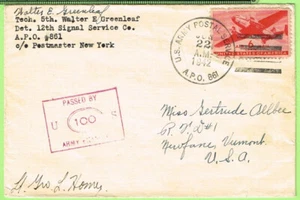 APO #861 Det. 12th Signal Service Co. June 22 1942 Fort Simonds Jamaica Censored - Picture 1 of 1
