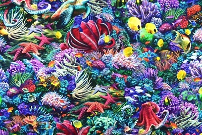 Tropical fish Fabric, Quilting fabric, cotton fabric, quilting treasures,