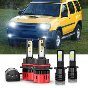 FIT Nissan Xterra 2000 2001 6000K LED Headlight High Low + Fog Light Bulbs Combo - Picture 1 of 12