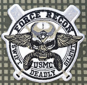 USMC Force Recon Swift Deadly Silent Patch Iron-On Repro New B849 - Picture 1 of 2