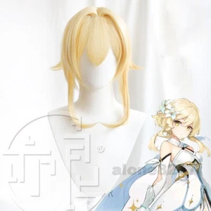 Pelucas sintéticas sintéticas Lumine Genshin Impact Anime forma de trenza grande cabello hacia arriba - Imagen 1 de 4