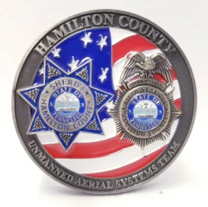 Unmanned Aerial System UAS Pilot Sheriff Hamilton County 2.25" Challenge Coin - Picture 1 of 4