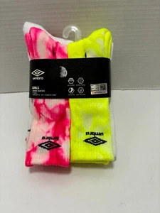 Umbro Girls 6 Pair Crew Socks Multi-Color Tie Die Socks Size 6-10.5 New Soft - Picture 1 of 6