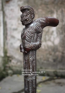 Walking Stick Maori Walking Full Stick Exclusive Carving Walking Head Handle - Bild 1 von 10