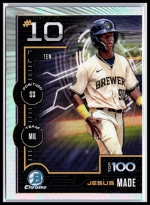 2025 Bowman Jesus Made Scouts' Top 100 Prospects Refractor #10 Milwaukee Brewers - Picture 1 of 10