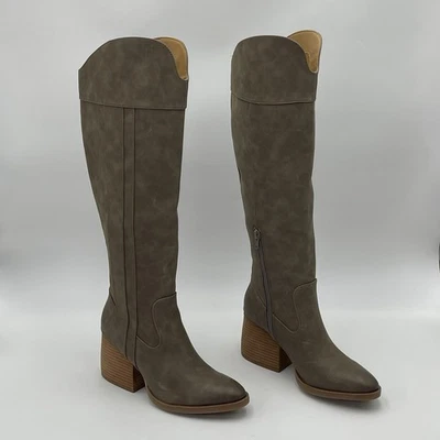 Bota alta Korks Scarlet Taupe Western tacón bloque imitación cuero-talla 8M- precio de venta sugerido por el fabricante $200 Foto 1 de 4