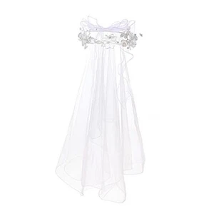 Girls First Communion Veil White Floral Crown with Pearls Headpiece White Crown - Picture 1 of 7