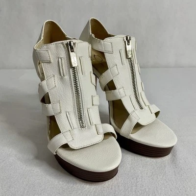 Jessica Simpson Mujer Blanco Imitación Cuero Cremallera Tacones Frontales Talla 8M Foto 1 de 4