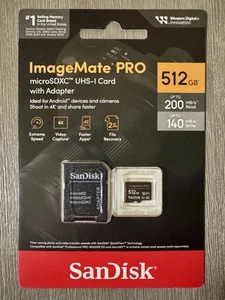 SanDisk 512GB ImageMate PRO microSDXC UHS-I Card + Adapter 200MB/s - Picture 1 of 1